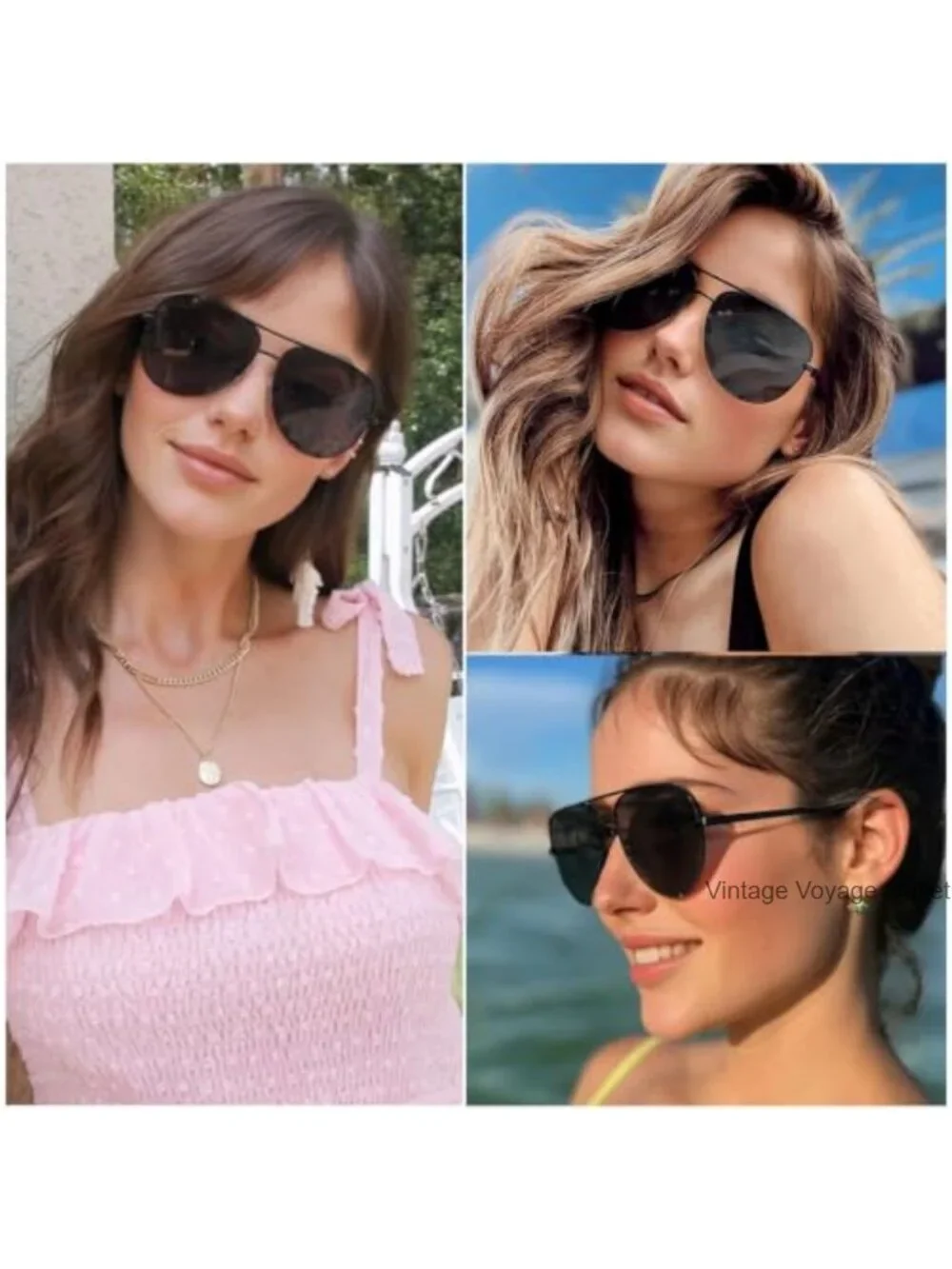 Oversized Aviator Sunglasses for Women Men, Metal Frame, UV400 Protection